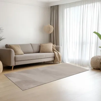 Produktbild von Teppich beige samtig weich Hasenfell-Optik mit sanftem Glanz Größe - 60 x 110 cm