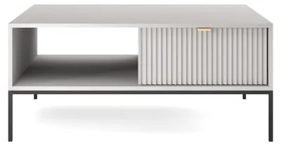 Produktbild von Möbae Lumina L104 Couchtisch Grau 104 cm – Wohnzimmertisch modern, mit Schublade, Stauraum, schwarze Beine