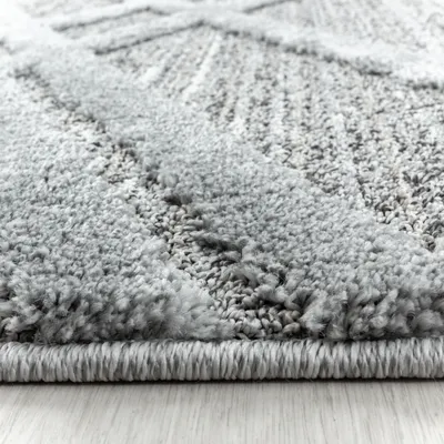 Image de Ayyildiz | Tapis moderne PISA 3D - 80 cm x 250 cm - Gris - Design géométrique - Doux et résistant