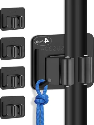Immagine prodotto di 4 ganci in acciaio per appendere spazzole, attrezzi da giardino, utensili, scope e altro ancora