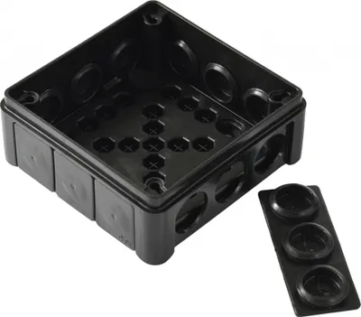 Produktbild von Oberflächenhermetischer Kasten schwarz 98x98x42 IP55 Viplast 04105