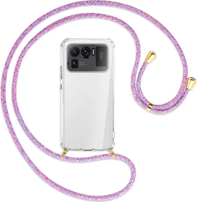 Produktbild von Handykette Backcover-Schutzhülle mit Band (Metall goldfarben) für Xiaomi Mi 11 Ultra - lila/rosa/blau