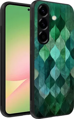Produktbild von Smartphonica Handyhülle Geeignet für Samsung Galaxy A56 mit grünen Blättern drucken - TPU Backcover Fall grüne Blätter Design