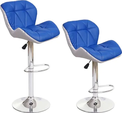 Produktbild von 2er-Set Barhocker HWC-A92, Barstuhl Tresenhocker, höhenverstellbar Kunstleder  blau