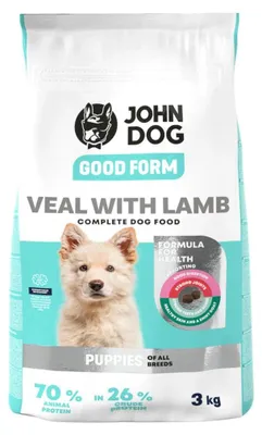 Produktbild von John Dog GOOD FORM SZCZENIAK cielęcina z jagnięciną Karma sucha dla psa 3kg