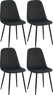 Produktbild von 4er Set Esszimmerstuhl HLO-CP33 Samt schwarz