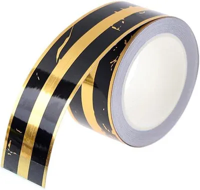 Produktbild von Selbstklebende Fliesenleiste - Dekorative Tape - Wasserfest und abwaschbar - 5 Meter - Schwarz Gold