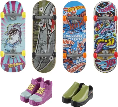 Produktbild von Hot Wheels Skate Tony Hawk Skateboard + Schuhe 4er-Pack HVM15