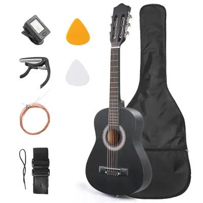 Produktbild von FCH Gitarre 3/4 Akustikgitarre für Anfänger Kinder Erwachsene, Nylonsaiten Konzertgitarre Starter Set, 30Zoll,Schwarz