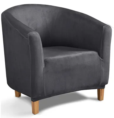 Samt-Sesselhülle, elastisch, für Tub Chair, Grau