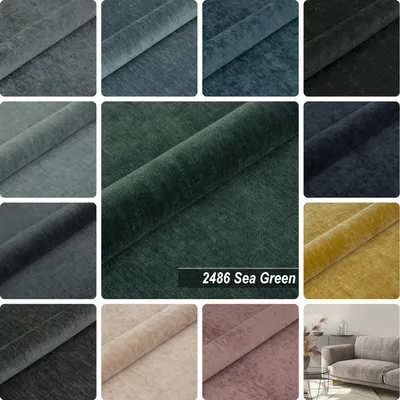 Produktbild von Möbelstoff Polsterstoff | ROSE LAND 2486 | Meterware Möbelstoff Velours Chenille-Stoff | Sea Green