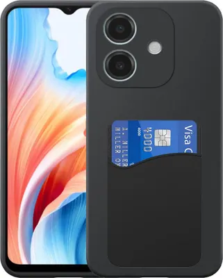 Image de Adaptée à la coque du téléphone Oppo A59 avec porte-cartes en silicone - Coque arrière flexible en silicone TPU avec porte-cartes en silicone - Noir - Smartphonica