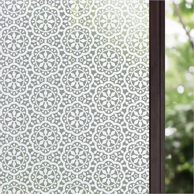 Obrázok produktu pre INF Okenná fólia na ochranu súkromia s kvetinovým vzorom Statická priľnavosť biely 44.5 x 400 cm