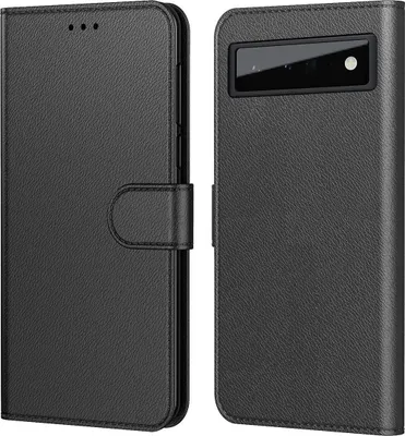 Produktbild von Hülle für Google Pixel 6 - Schwarze Brieftasche Klappe Magnetisiert Aufbewahrung Karten Handyhülle Phonillico®
