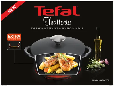 Produktbild von Tefal Trattoria Schmortopf mit Gussdeckel, 24 cm, Aluguss, E21846