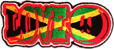 Produktbild von Love Reggae Hippie - Aufnäher, Bügelbild, Aufbügler, Applikationen, Patches, Flicken, Zum Aufbügeln, Größe: 9,5 x 4 cm
