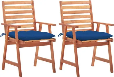 Produktbild von Garten-Essstühle 2 Stk. mit Kissen Massivholz Akazie