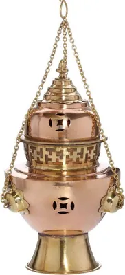 Produktbild von Basilika Weihrauchschwenker Kupfer Handarbeit Deko Esoterik Gold Braun Neu 1556