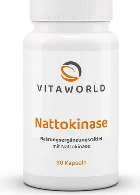 Produktbild von Vitaworld Nattokinase | 90 Kapseln | 2000 FU | Magensaftresistente DRCAPS® | aus fermentierten Sojabohnen | vegan