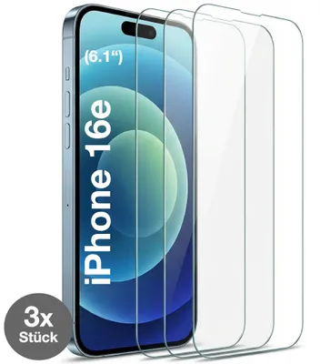 Produktbild von 3x iPhone 16e Panzerglas Panzerfolie Displayschutz Schutzfolie Echt Glas Schutzglasfolie Display Folie 9H