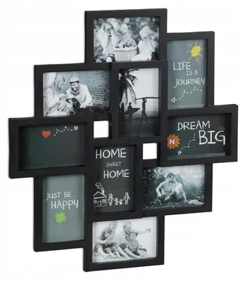 Obrázek produktu pro Relaxdays Nástěnný Fotorámeček Kolážový 10 Fotek Černý 55x50cm