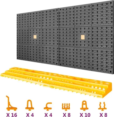 Obrázek produktu pro vidaXL Nástěnka na nářadí 500x1000 mm 50 háčků PP