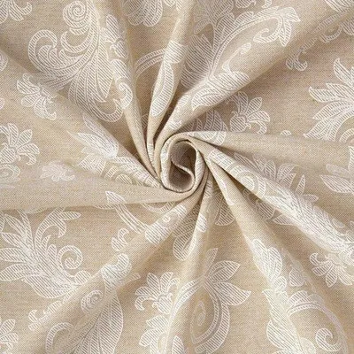 Produktbild von Tischläufer, 4-6 Personen, 145 x 180 cm, Blumen, Beige, Jacquard, Chambray Homespun Baumwolle, waschbar für Familienfeiern