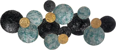 Produktbild von 3D Wandbild Metallbild, Wandskulptur, Wohnzimmer-Kunst, Modern, 121X53Cm, Gold Schwarz Blau