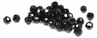 Produktbild von Vintageparts Glasschliffperlen schwarz facettiert 4 mm, 50 Stück