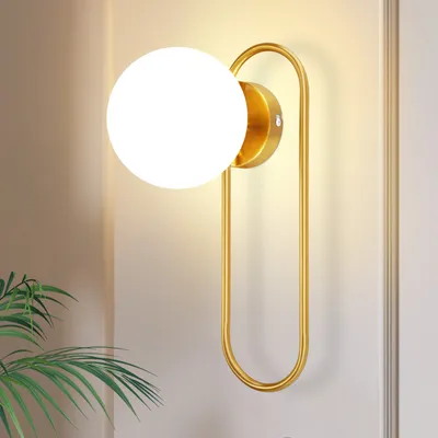 Produktbild von ZMH Wandleuchte Innen Wandlampe Flur Glas Schlafzimmer Wandbeleuchtung Gold Modern Flurlampe Wand Lampen E14 Glaskugel Retro Beleuchtung für Treppenhaus Bett Wohnzimmer Hotel Ohne Leuchtmittel
