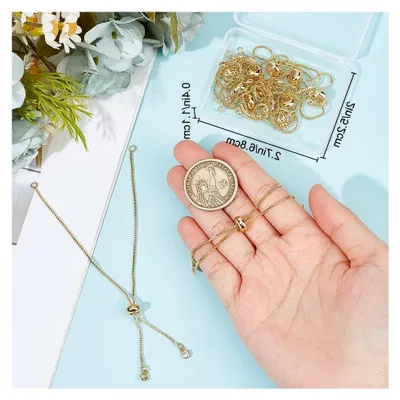 Produktbild von 10 Stück Kettenarmbänder zur Herstellung von 18K vergoldeten Zirkonia Schiebearmbandketten mit verstellbarer Verlängerungskette für die DIY Schmuckherstellung