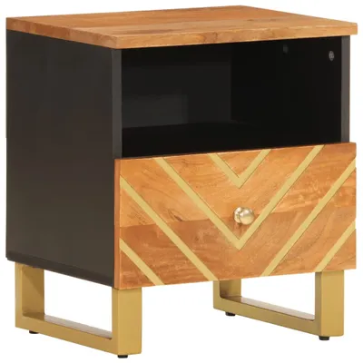Produktbild von Nachttisch Braun und Schwarz Massivholz Mango