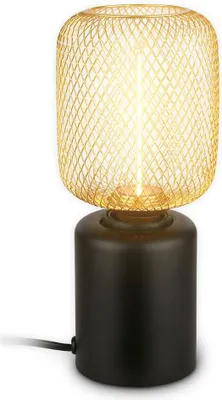 Produktbild von Tischlampe E27 Lampe Nachttischlampe Kabelschalter Drahtgeflecht 25cm Gold