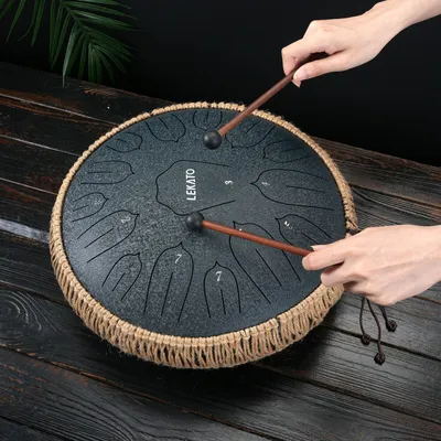 Produktbild von LEKATO Zungentrommel aus Stahl, 14 Zoll, 15 Töne, Percussion für Meditation, Yoga, Geschenk