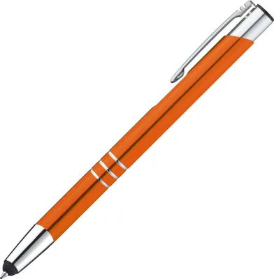 Produktbild von 10 Touchpen Kugelschreiber aus Metall / Farbe: orange