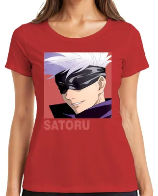 Productafbeelding van Jujutsu Kaisen, SATORU Gojo, Anime, Esthetiek, Blinddoek, Fanartikel, Dames T-shirt, Rood, Maat M