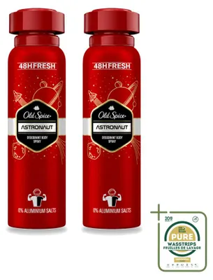 Productafbeelding van 2 x Old Spice Deospray Astronaut, aluminiumvrij, 150 ml - Voorraadverpakking - 2 stuks