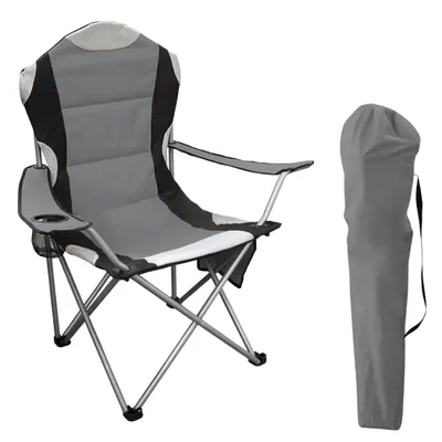 Produktbild von Regie Klappstuhl DELUXE mit Getränkehalter - anthrazit - Campingstuhl Anglerstuhl mit Tragetasche