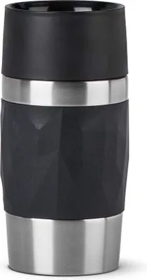 Zdjęcie produktu dla Termos z nierdzewnej stali o pojemności 0,3 litra, utrzymujący ciepło przez 3 godziny i zimno przez 6 godzin, bez BPA, w 100% szczelny, można myć w zmywarce, kolor czarny
