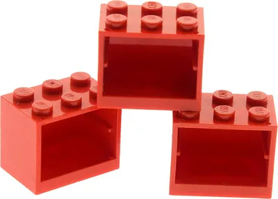 Produktbild von 3x Lego Schrank Gehäuse 2x3x2 rot Kiste Box Container Noppen voll 4532a
