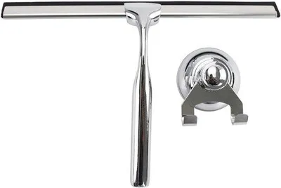 Produktbild von Silikonbadewischer 25cm - RVS, mit Düse, weißem Silikonlippe, für Bad und Glas