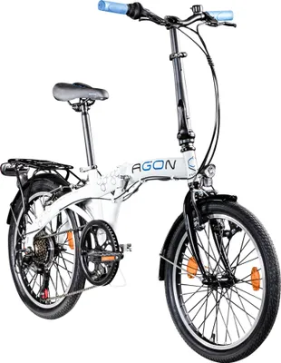 Produktbild von Agon Parklane Klapprad für Damen und Herren 150 - 185 cm 6 Gang Fahrrad Faltrad StVZO weiß/blau