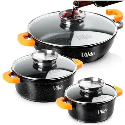 Produktbild von Vilde | Kochset 3-teilig - Töpfe 1,2 / 2,1 L - Pfanne 2,1 L - Induktion - TERRUNA AROMA