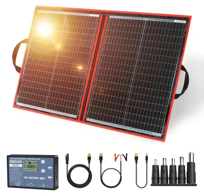 Immagine prodotto di Pannelli solari - 100W - Pannello solare pieghevole - Portatile - Impermeabile - con regolatore a 12V - Ideale per campeggio e attività all'aperto