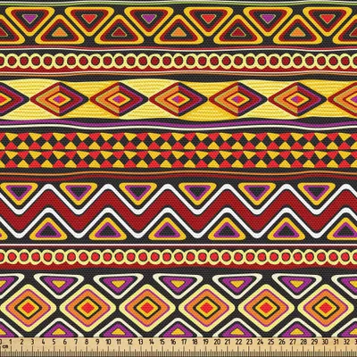 Produktbild von ABAKUHAUS afrikanisch Gewebe als Meterware, Motive aus dem Dunklen Kontinent Diamantform Zickzack und Dreiecke Afrikanische Kultur, 2 M (148 x 200 cm), Mehrfarbig