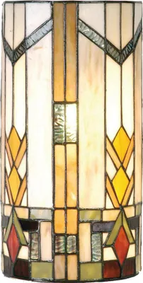 Zdjęcie produktu dla Clayre & Eef Lampa ścienna Tiffany 20x11x36 cm Beżowo-zielone szkło
