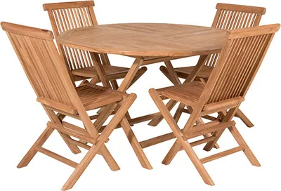 Image de Kenya set de jardin table Ø120cm naturel, 4 chaises naturelles.