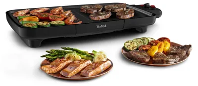 Produktbild von Tefal Plancha Booster CB6428, Schwarz, Rechteckig, Tasten, Drehregler, 1300 cm², 500 x 260 mm, 1,2 m