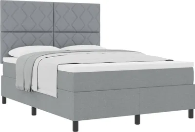 Zdjęcie produktu dla vidaXL Łóżko sprężynowe z materacem jasnoszare 140 x 190 cm tkanina
