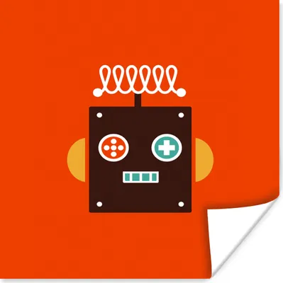 Produktbild von MuchoWow® Poster Roboter - Formen - Gesicht - Orange - Jungen - Kinder 50x50 cm - Wohnzimmerdekoration